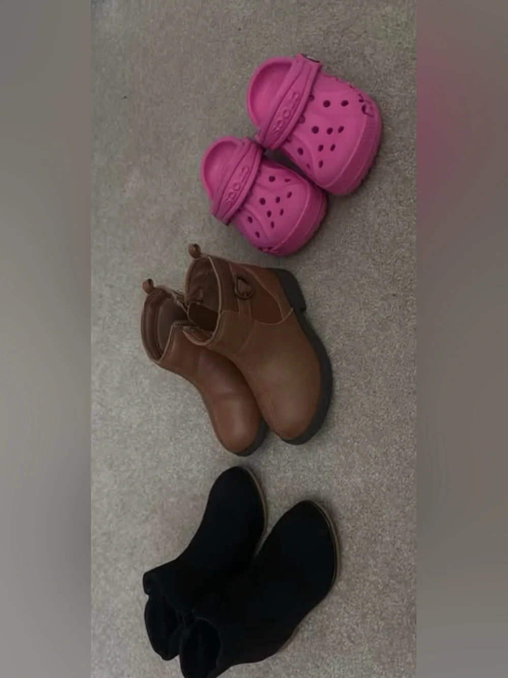 Toddler size 7 boots & crocs